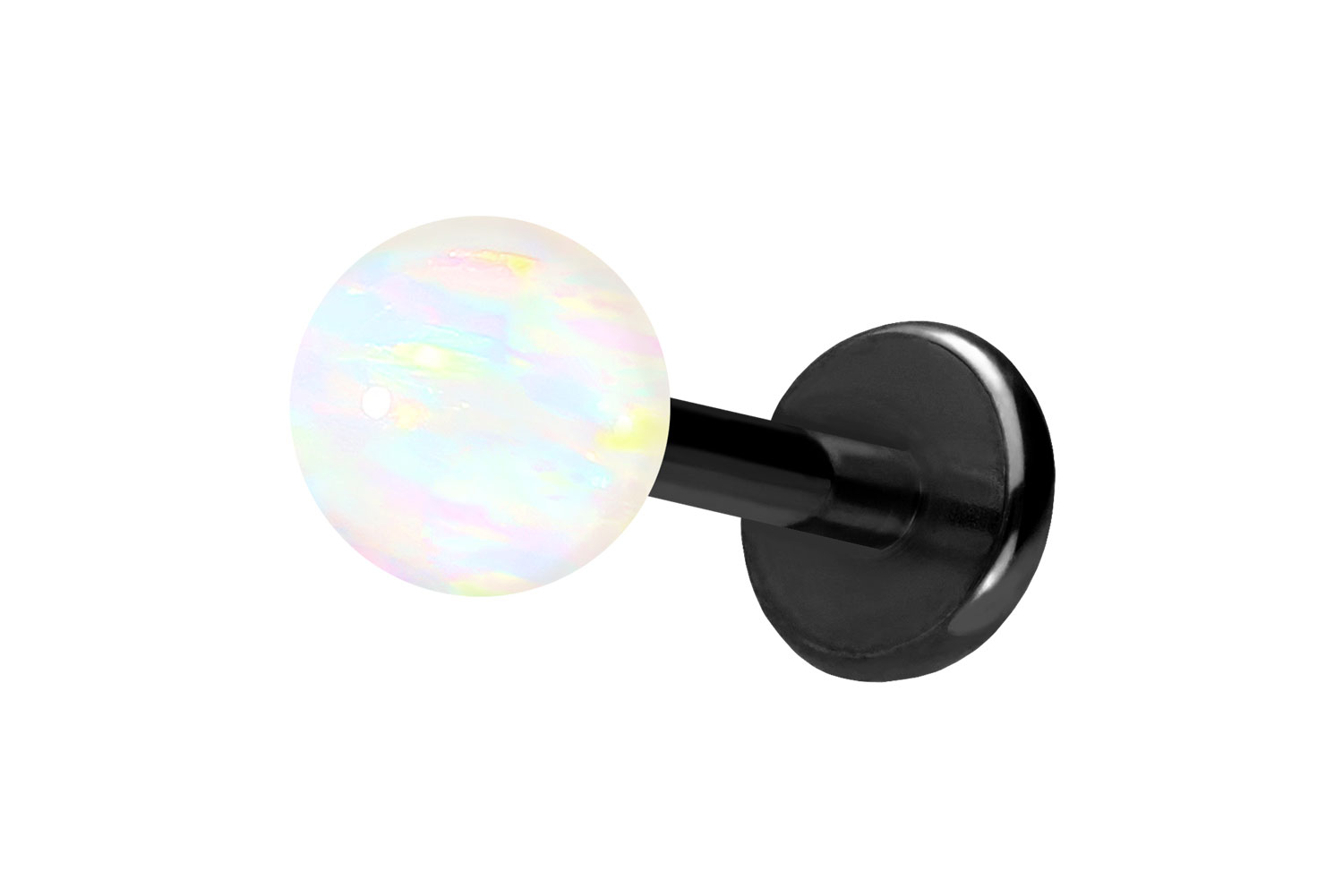 Titan Labret Piercing mit Push Fit SYNTHETISCHER OPAL